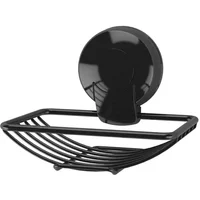 Showerdrape Suctionloc Black Steel Suction Wall Mounted Soap Basket