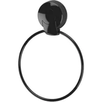 Showerdrape Suctionloc Black Steel Suction Wall Mounted Towel Ring