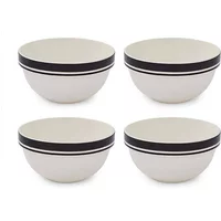 Portmeirion Potters Stripe Set of 4 17.7cm Stacking Bowls Black