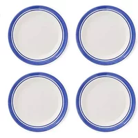 Portmeirion Potters Stripe Set of 4 25.4cm Plates Blue
