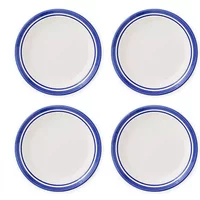 Portmeirion Potters Stripe Set of 4 20cm Plates Blue