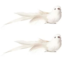 Premier Set of 2 White Corduroy Birds
