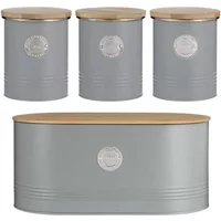 Typhoon Living 4 Piece Storage Set Tea, Coffee, Sugar & Bread Grey
