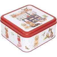 Wrendale Designs 'Country Kitchen' Dog & Cat Christmas Square Tin