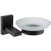 Showerdrape Unity Black Stainless Steel & Frosted Glass Wall Mounted Soap Dish