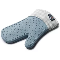 Zeal Steam Stop Silicone Single Oven Glove Gingham Duck Egg Blue