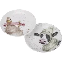 Wrendale Designs Set Of 2 Cow & Duck Christmas Coupe Plates