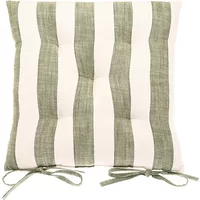 Walton & Co Olive Wide Stripe Seat Pad with Ties