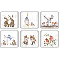 Wrendale Designs Set Of 6 Festive Animal Christmas Coasters