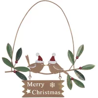 Floralsilk 18cm Metal Christmas Bird Hanger