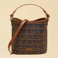 Joules Navy Horse Western Print Bucket Bag