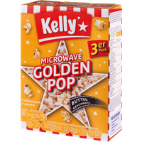 Kelly Golden Pop Mikrowellen-Popcorn Buttergeschmack, glutenfrei, 3er Packung, 270 Gramm