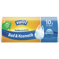 Swirl Müllbeutel Bad & Kosmetik 10 Liter, mit Tragegriff, weiss/teil-transparent, reissfest, tropfsicher, 37 Stück Swirl Müllbeutel Bad & Kosmetik 10 Liter, mit Tragegriff, weiss/teil-transparent, reissfest, tropfsicher, 37 Stück