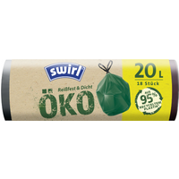 Swirl Öko-Müllbeutel Reißfest & Dicht 20 Liter, mit Zugband, dunkelgrün/blickdicht, aus 95 % Recyclingmaterial Swirl Öko-Müllbeutel Reißfest & Dicht 20 Liter, mit Zugband, dunkelgrün/blickdicht, aus 95 % Recyclingmaterial