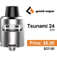 Geekvape Tsunami 24 RDA Glass Window Vesion Atomizer 3ml ,Silver