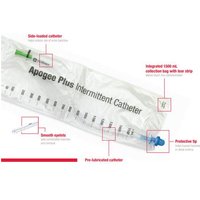 Hollister Apogee Plus Touch Free Red Rubber Intermittent Catheter,12FR,100/Pack,B12R
