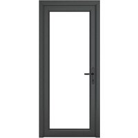uPVC Anthracite Grey Ex/White Int - Single External Door - Full Glass - Clear - Triple Glazed - Left Hand Open - 890mm x 2090mm
