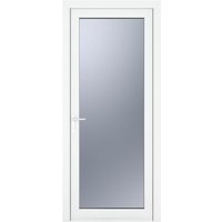 uPVC White - Single External Door - Full Glass- Obscure - Double Glazed - Right Hand Open - 840mm x 2090mm
