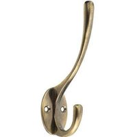Zinc Constructed Antique Brass Plated Oval Base Hat & Coat Hook - Wall/Door Mountable - Decohooks