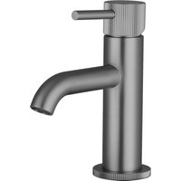 Frankfurt Linear Round Mini Mono Basin Mixer Tap - incl. Sprung Waste - WRAS - Gunmetal Grey