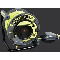 Outdoor Weatherproof Single Extension Reverse Cable Reel - 25M + 3M Pull Out Plug - 13A - Green
