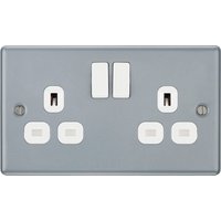 Metal Clad 2 Switched Socket - 13A - IP20 - Grey