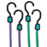 Bungee Cord & Steel Hook Set - 2 Piece - 1200mm x 8mm - Purple/Green