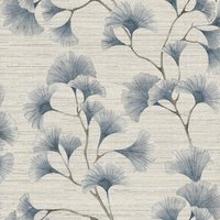 Ginkgo Leaf Trail Blue/Grey Wallpaper - 1005 x 53cm