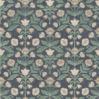 Modern Floral Damask Navy Wallpaper - 1005 x 50cm