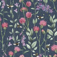 Bumblebee Meadow Navy Wallpaper - 1005 x 53cm