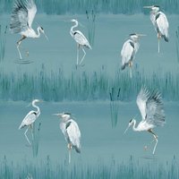 Heron River Blue Wallpaper - 1005 x 53cm