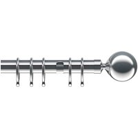 Nikola Fixed Curtain Pole - 28mm Ring Eyelet - 3000mm - Satin Silver - Cuttable to Size