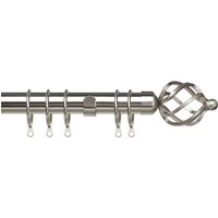 Pristine Cage Curtain Pole - 25 x 28mm Ring Eyelet - 1200 x 2100mm - Extendable - Satin Silver