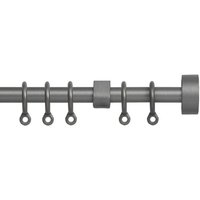 Stud Extendable Curtain Pole - 13 x 16mm Ring Eyelet - 1200 x 2100mm - Extendable - Silver