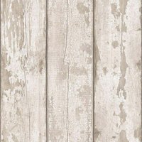 Washed Wood Texture White Wallpaper - 1005 x 53cm