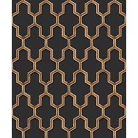 Design ID Geometric Silk Black & Gold Wallpaper - 1005 x 53cm
