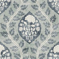 Floral Cartouche Slate Blue Wallpaper - 1000 x 50cm