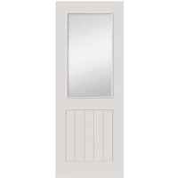 Thames White Cottage Style Half Glazed Internal Door With Grooved Bottom Panel - Primed - 35 x 1981 x 610mm