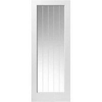 Cottage Style White Moulded Panel Interior Door With Etched Glass - Primed - 35 x 1981 x 838mm