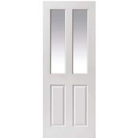 Canterbury Classic White Primed Moulded Panel Interior Door With Smooth Effect And Clear Glass - 35 x 1981 x 762mm