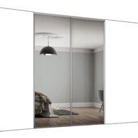Classic Mirror Sliding Wardrobe Door Kit - Silver Frame - 2 x 610mm - Hiatt Hardware
