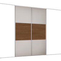 Classic 3 Panel Sliding Wardrobe Door Kit - Dove Grey Frame - 2 x 610mm Dove Grey/Carini Walnut/Dove Grey - Hiatt Hardware