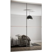 Minimalist Silver Mirror Sliding Wardrobe Door Kit - 2 x 914mm - Hiatt Hardware