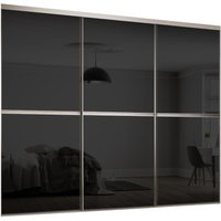 Minimalist Black Glass Sliding Wardrobe Door Kit - 3 x 610mm - Hiatt Hardware
