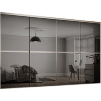 Minimalist Graphite Mirror Sliding Wardrobe Door Kit - 4 x 610mm - Hiatt Hardware