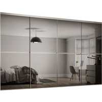 Minimalist Silver Mirror Sliding Wardrobe Door Kit - 4 x 914mm - Hiatt Hardware