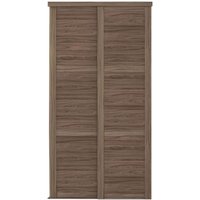 Shaker Panel Sliding Wardrobe Door Kit - 3 Panel Design - Carini Walnut Frame - 2 x 762mm
