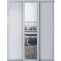 Shaker Panel/Mirror Sliding Wardrobe Kit - Dove/Light Grey Frame - Silver Mirror - 3 x 610mm
