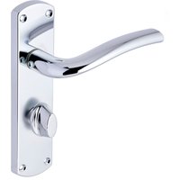 Goodrich Lever Bathroom Door Handle on Backplate - Polished Chrome - One Pair