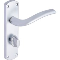 Goodrich Lever Bathroom Door Handle on Backplate - Satin Chrome - One Pair